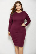 Plus Size Solid Buttoned Wrap Dress - AM APPAREL