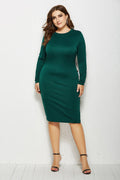 Plus Size Solid Buttoned Wrap Dress - AM APPAREL