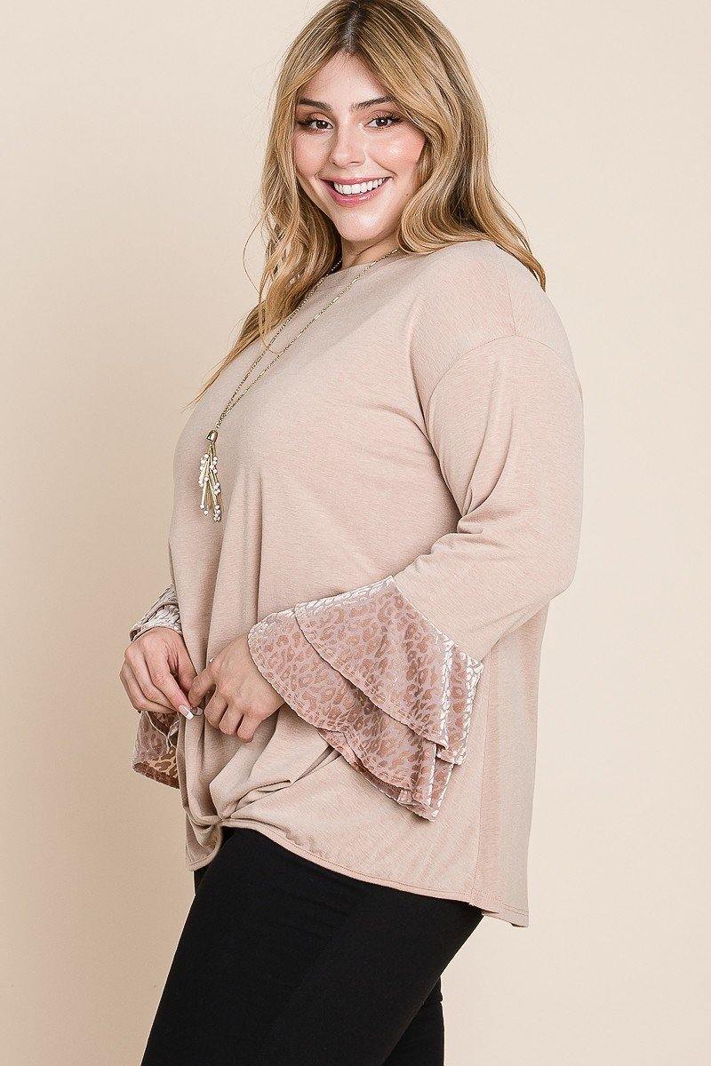 Plus Size Two Tier Solid Knit Top - AM APPAREL