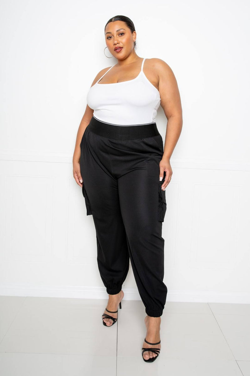 Plus Size Utility Jogger Pants With Elastic Band - AM APPAREL