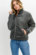 Puffy Long Sleeves Turtle Neck Jacket - AM APPAREL