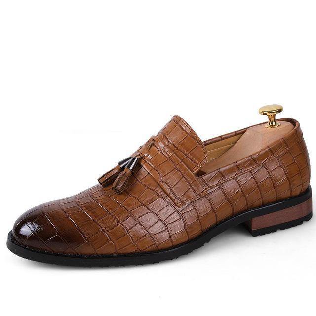 ROGUE Men's Crocodile Pattern Faux Leather Loafers - AM APPAREL