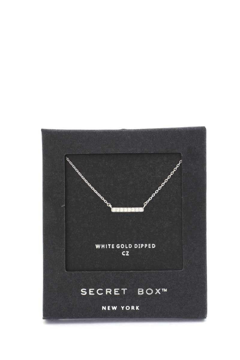 Secret Box Cubic Zirconia Bar Necklace - AM APPAREL