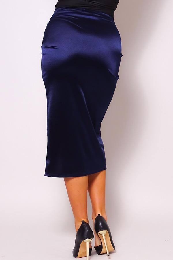 Sexy Gathered Front Crossover Midi Skirt - AM APPAREL