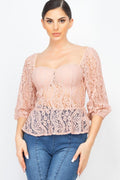 Smock Waist Lace Embroidered Top - AM APPAREL