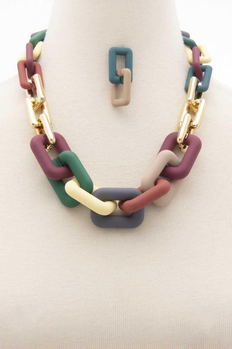 Smooth Texture Square Link Necklace - AM APPAREL