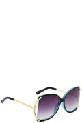 Stylish Polymer C Frame Metallic Temple Womens Sunglasses - AM APPAREL
