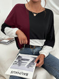 Three-Tone Color Block Dropped Shoulder Long Sleeve Tee - AM APPAREL