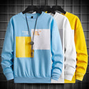 "TRAVEL" Men's Harajuku Letter Color Block Sweatshirt - AM APPAREL