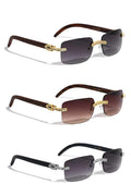 Trendy Metal Rhinestone Rimless Square Sunglasses - AM APPAREL