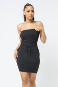 Tube Top Dress Side Mesh With Lacing - AM APPAREL