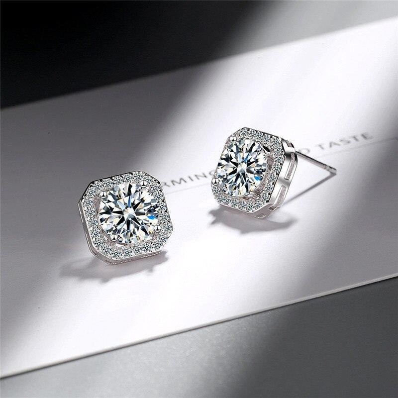 Unisex Cubic Zirconia Square Stone Earring - AM APPAREL