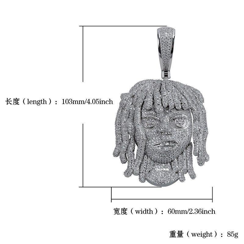 Unisex Iced Out Bling Male Head Pendant Necklace - AM APPAREL