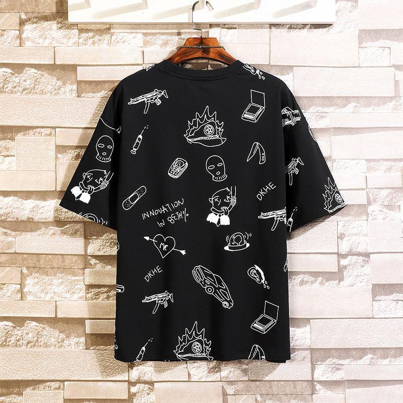 Unisex Oversized Anime Full Print Cotton T-Shirt - AM APPAREL