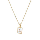 Unisex Square Letter Engraved Pendant Necklace - AM APPAREL