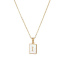 Unisex Square Letter Engraved Pendant Necklace - AM APPAREL