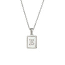 Unisex Square Letter Engraved Pendant Necklace - AM APPAREL