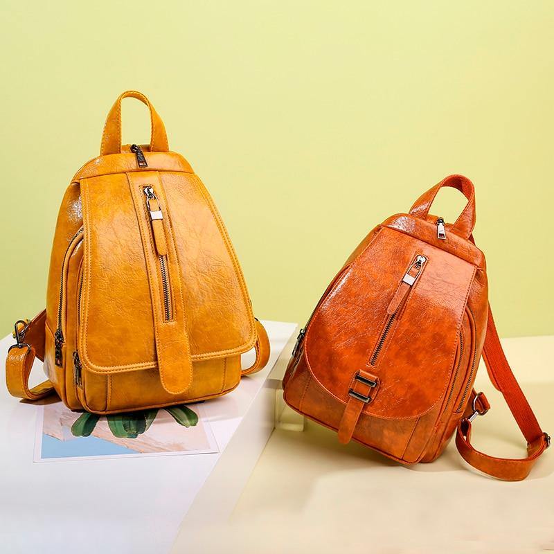 Women PU Leather Travel Backpacks - AM APPAREL