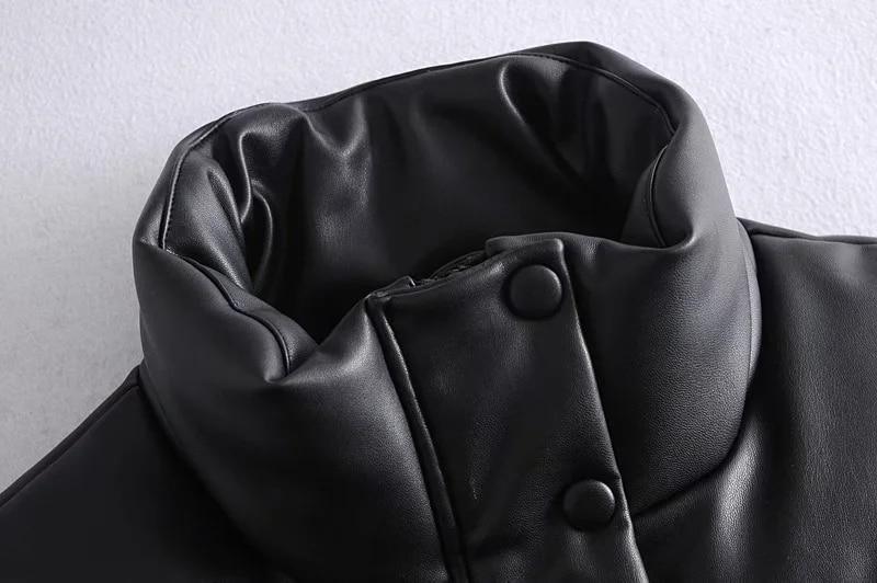 Women's Black Warm Faux Leather Vest - AM APPAREL