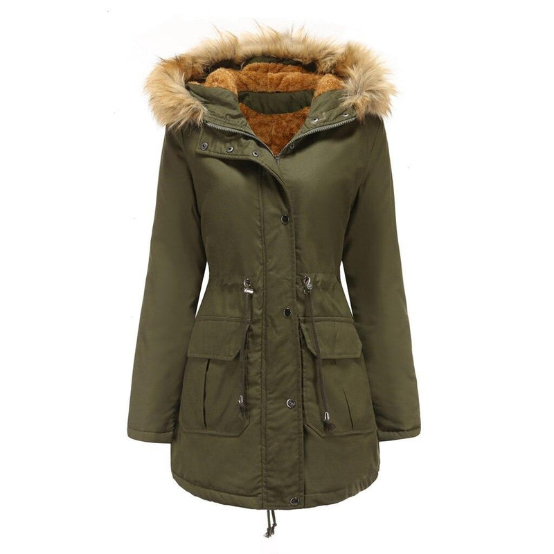 Women's Cotton Padded Hooded Winter Jacket - AM APPAREL