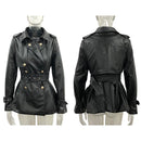 Women's Down Collar High Faux Leather Coats - AM APPAREL