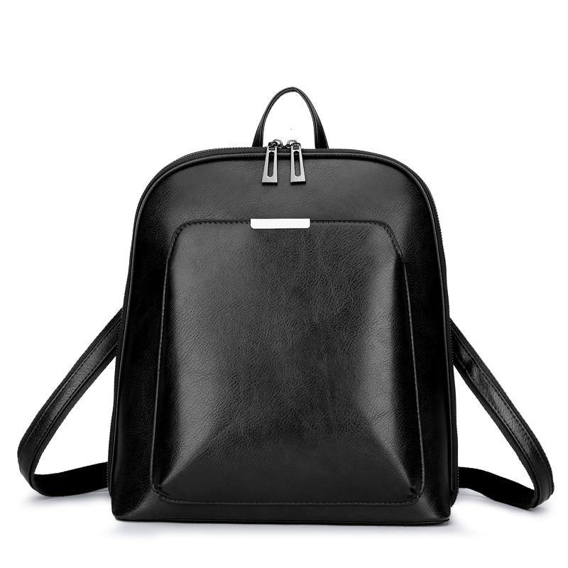 Women's Faux Leather Large Capacity Vintage Backpack - AM APPAREL