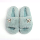 Women's Furry Slides W/ Butterfly Detail - AM APPAREL