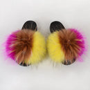 Women's Multi-Color Furrry Slippers - AM APPAREL