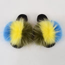 Women's Multi-Color Furrry Slippers - AM APPAREL