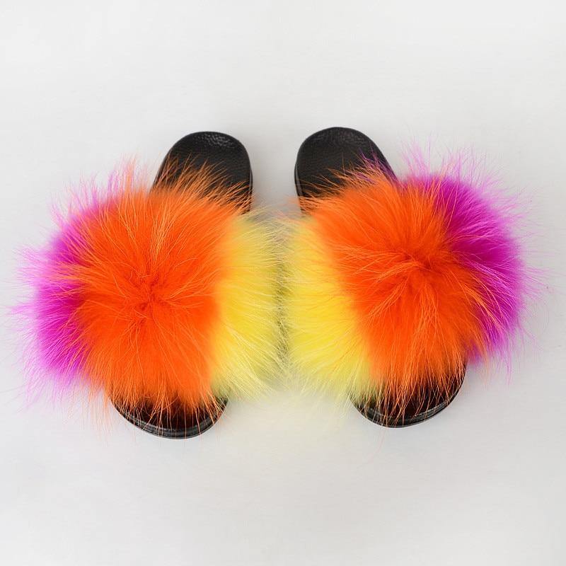 Women's Multi-Color Furrry Slippers - AM APPAREL
