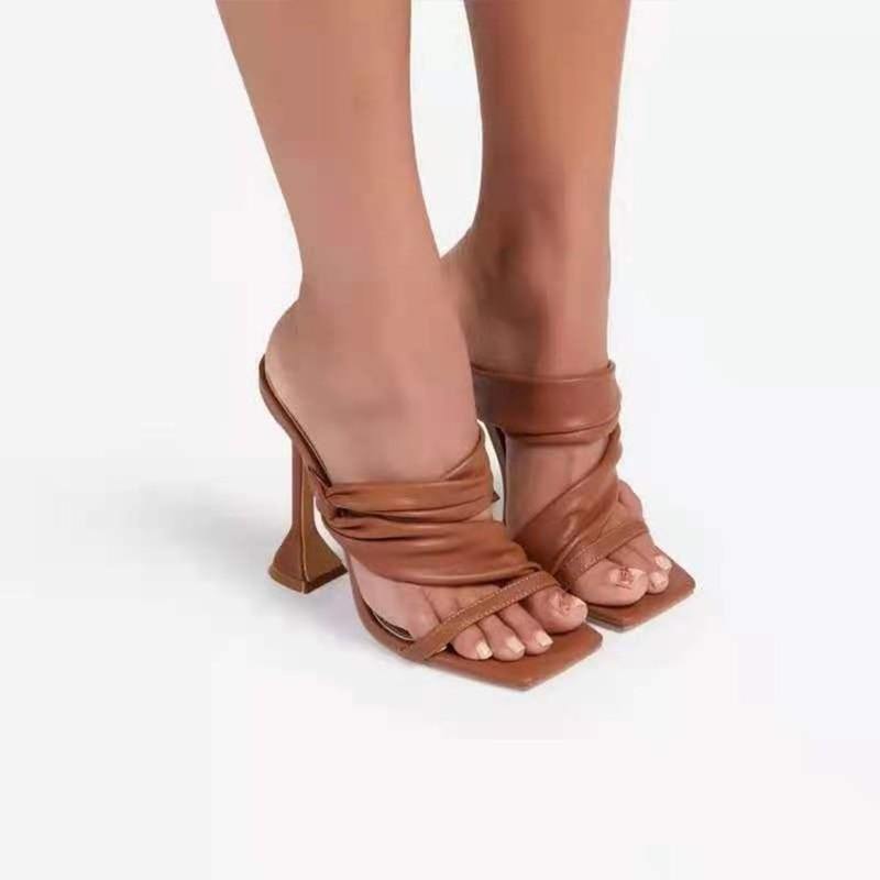 Women's Open Toe High Heel Sandals - AM APPAREL