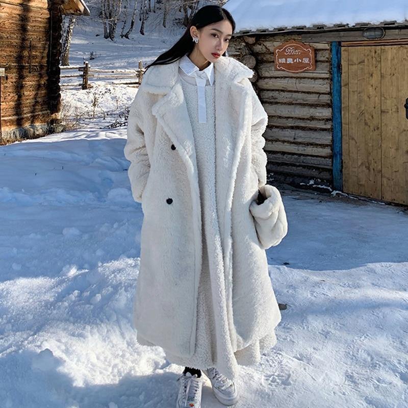 Women's Winter Faux Fur Long Coat - AM APPAREL