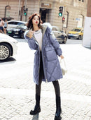 Women's Winter Fur Collar Warm Long Coat - AM APPAREL